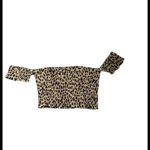 Smocked off the shoulder leopard or cheetah top express
